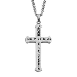 "I Can Do All Things with Christ" 18k Gold Cross Necklace